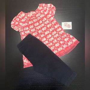 Child of Mine 6-9m Pink Elephant Top with Black Pants Outfit Set